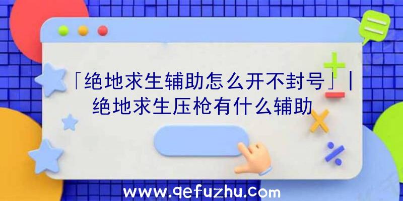 「绝地求生辅助怎么开不封号」|绝地求生压枪有什么辅助